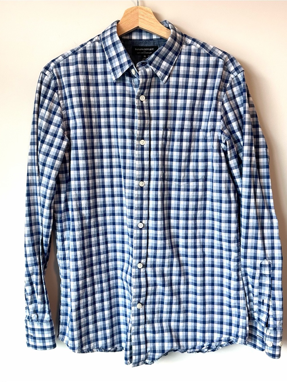 Banana Republic Factory | Soft Wash Standard Fit Blue & White Plaid Button-Down
